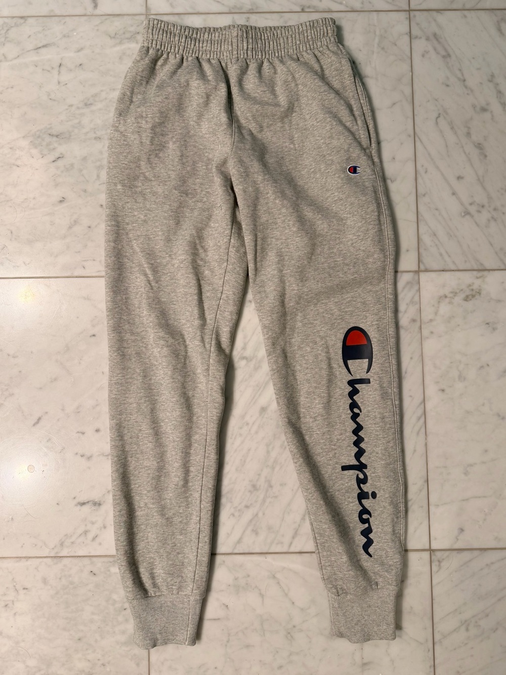 Champion Gray Logo Joggers with Navy & Red Accents- Women’s Small